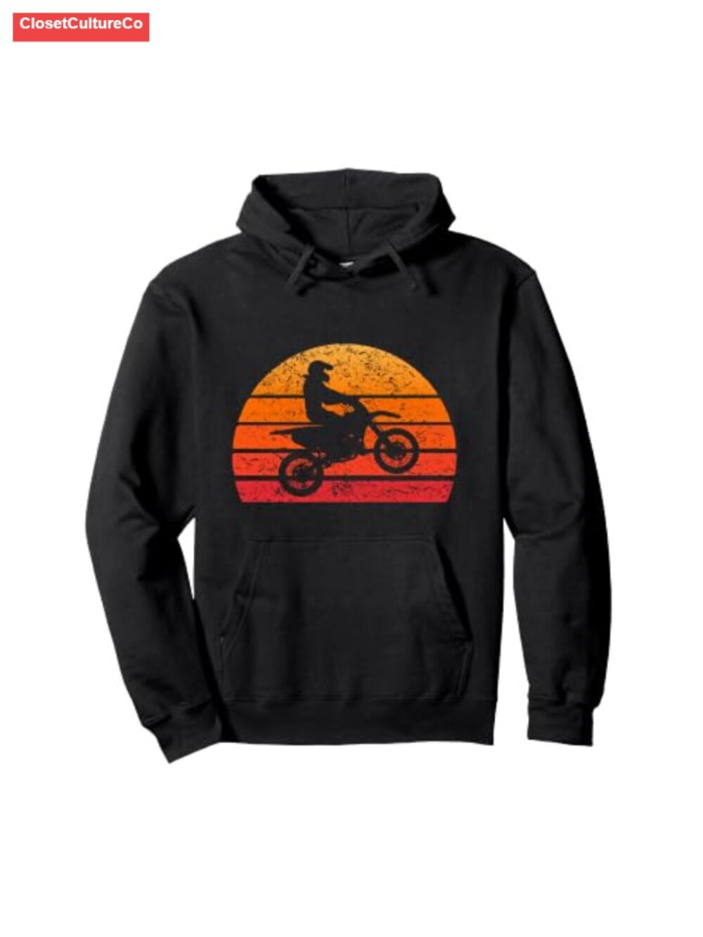 Vintage Dirtbike Motocross Pullover Hoodie Retro Distressed Graphic